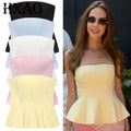 HXAO Korsett Tube Top Damen Sommer 2025 Weiß Rosa Blau Gelb Schwarz Top Bustier Rüschen Westen Süß Ärmelloses Rückenfreies Tank Top