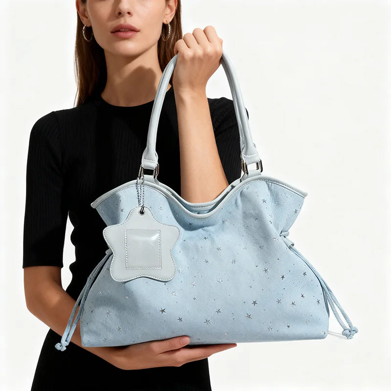 Brand Women's Shoulder Bag Y2k Fashion Sweet Polka Dot Handbag Korean Casual Versatile Leopard Print Brown Frosted Tote Bags