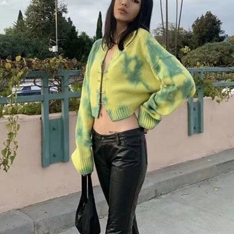 Chic Tie-Dye Crop Cardigan Tee
