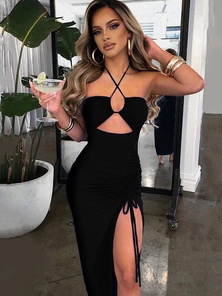 Ärmellose sexy Damen-Midikleider, rückenfrei, schmal, für Nachtclub-Partys, Damenkleid, figurbetont, elegante Kleider für Damen