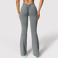 Fashion Micro Horn Leggings Damen V-Rücken Taille Sporthose Hohe Taille Push Up Po Gym Hose Einfarbig Schlank Freizeit Leggings