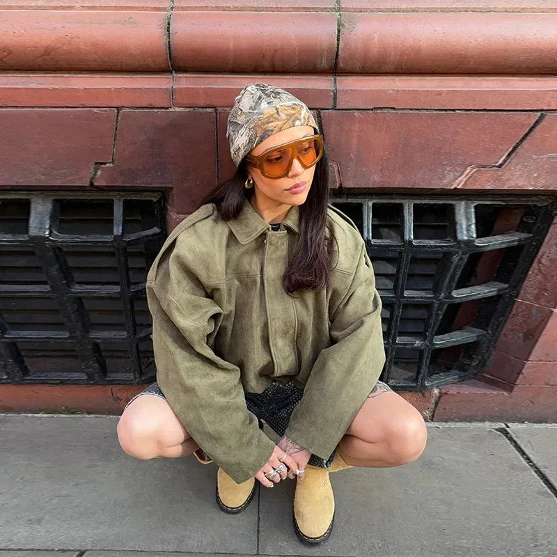 Women's Army Elegant Bomber Jackets Coats