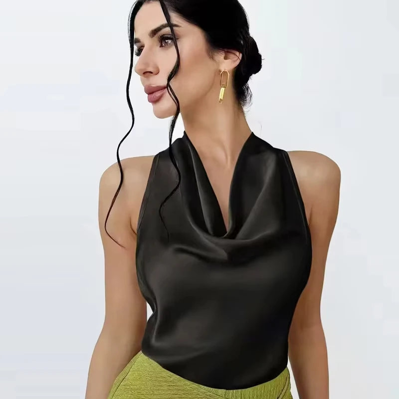 MUJER Satin Halter Tops Woman 2026