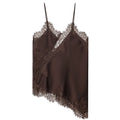 HXAO Asymmetrisches Slip-Top Damen Sommer 2025 Y2K Tanks & Camis Spitze Schwarz Carmen-Top Elegant Ärmelloses Rückenloses Camisole