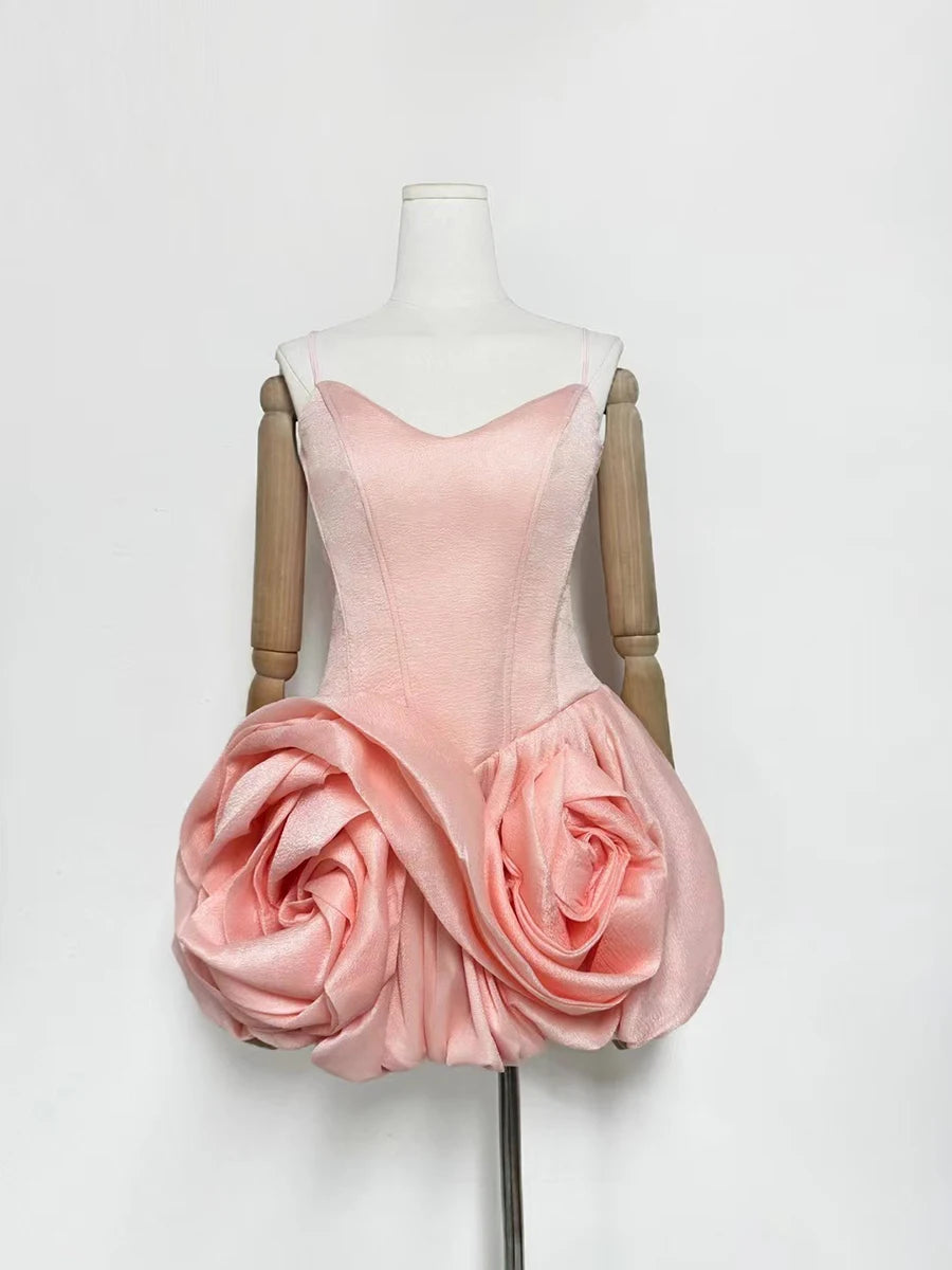 VGH Solid Sexy Patchwork Flower Hem Dress for Women