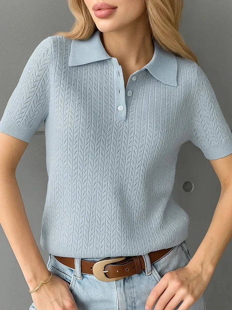 Typhaland Hollow Knitted T shirt Woman 2026