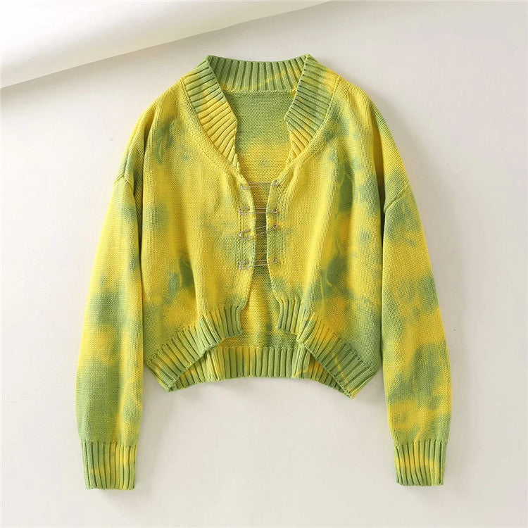 Chic Tie-Dye Crop Cardigan Tee