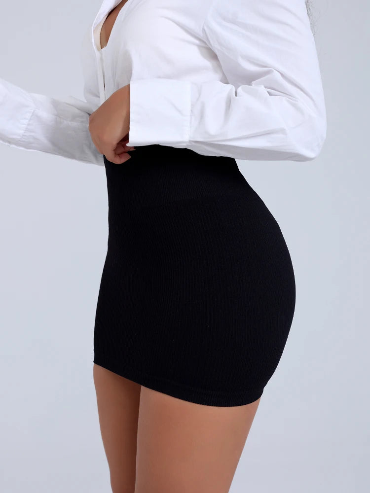Damen Gerippter Sexy High Waist Mini Slim Rock, Vielseitig als Bleistiftrock fürs Büro, Unifarben, Weich, Dehnbar, Kurzer Rock für Alle Jahreszeiten