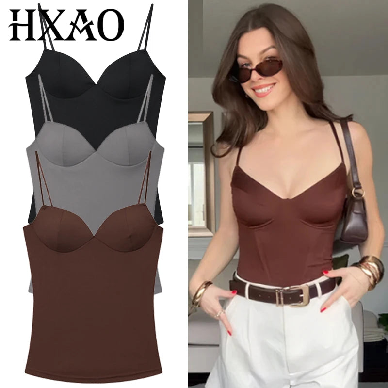HXAO Burgundy Slip Top Tanks
