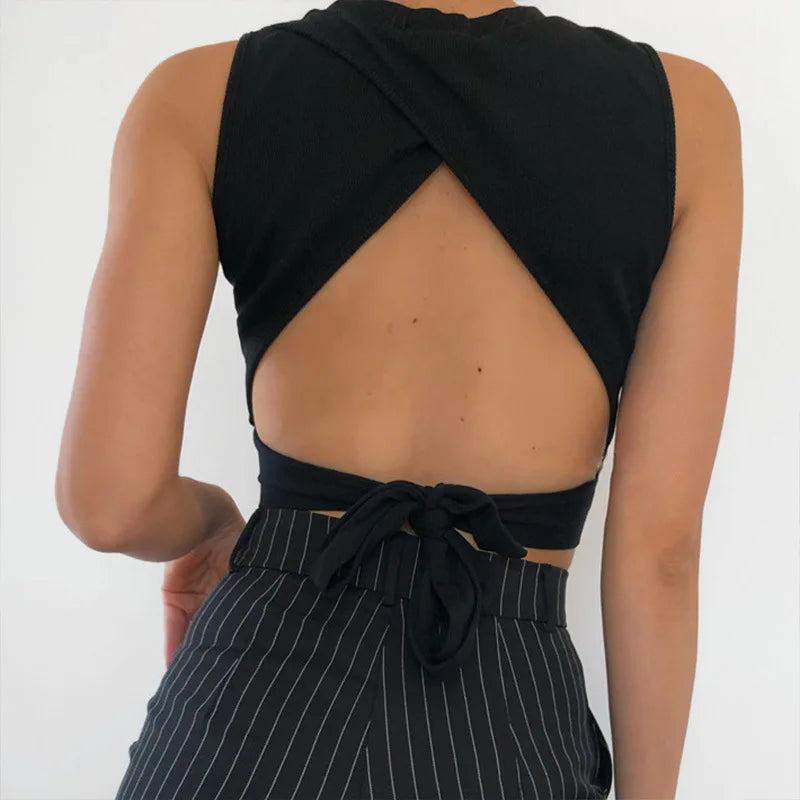 Women tank top bandage slim crop top