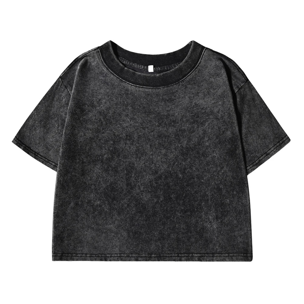 Solid Color Slim Washed T-Shirt Women